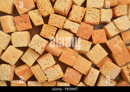 Arrière-plan de croûtons de pain séché, pièces Banque D'Images