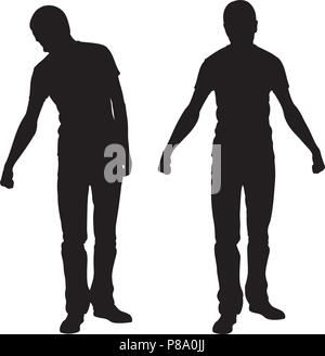 Silhouettes d'hommes occupant des choses en mains isolated on white Illustration de Vecteur