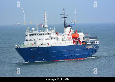 L'expéditionnaire cruise ship Ortelius revient à Aberdeen à partir d'un voyage aventure au cercle arctique. Banque D'Images