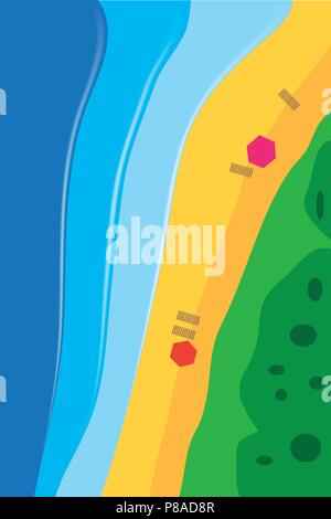 Vector illustration avec scène de la station touristique de la mer Illustration de Vecteur