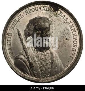Le grand prince Yaroslav le Sage (de la médaille historique de la série). Musée : collection privée. Banque D'Images