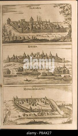 Samara, Tsaritsyn et Kozmodemiansk (Illustration de 'Voyages au Grand Duc de Moscovie et le roi de Perse' par Adam Ole. Musée : collection privée. Banque D'Images