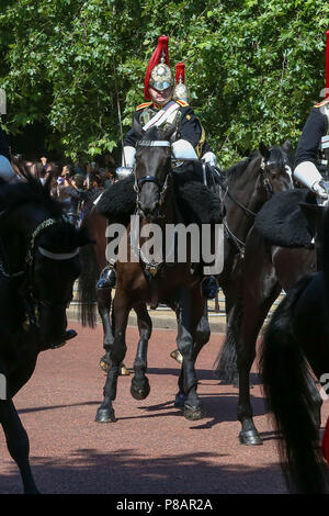 Sa Majesté la Reine Elizabeth II aux autres membres de la famille royale de voyager le long du Mall dans un chariot en haut pendant la parade la couleur qui marque la 92ème célébration de l'anniversaire officiel de la Reine d''atmosphère où : London, Royaume-Uni Quand : 09 Juin 2018 Crédit : Dinendra Haria/WENN Banque D'Images