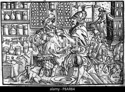 Opération sur la tête d'un homme. À partir de : Die große Wundarzney par Theophrastus Bombastus von Hohenheim. Musée : collection privée. Banque D'Images