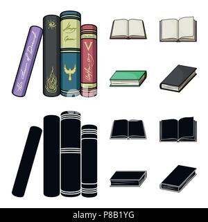 Différents types de livres. Livres collection set icônes de cartoon,black style symbole vecteur illustration de stock . Illustration de Vecteur