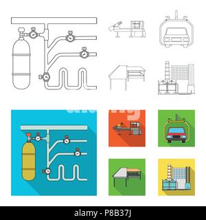 L'industrie automobile et l'autre icône de contours,télévision style.Les nouvelles technologies de l'ensemble des icônes de collection. Illustration de Vecteur