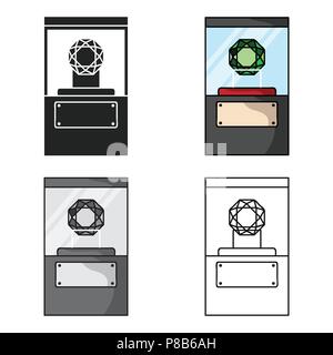 Diamant sur un piédestal dans l'icône cartoon style isolé sur fond blanc. Illustration vecteur symbole du musée. Illustration de Vecteur