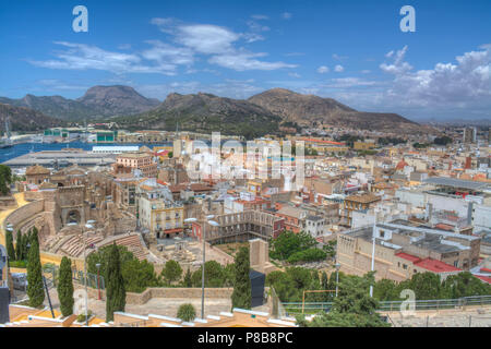 Vue panoramique sur la ville de Cartagena, Murcia, Espagne Banque D'Images