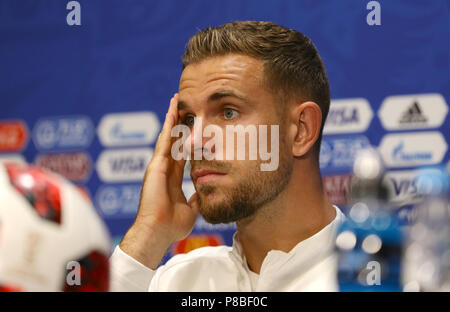 La Jordanie l'Angleterre Henderson parle lors de la conférence de presse du stade Luzhniki de Moscou. Banque D'Images