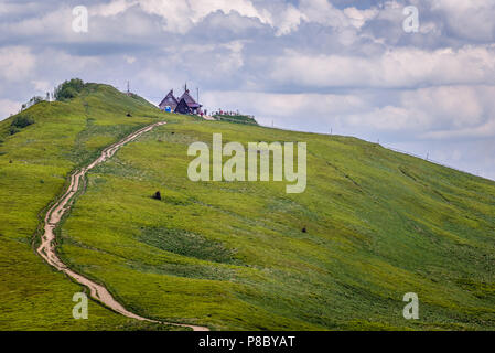 Sentier jusqu'à ce qu'on appelle Winnie l'ourson sur un Hasiakowa refuge Refuge Rock mountain, partie de Wetlina Meadows dans l'ouest de Bieszczady en Pologne Banque D'Images