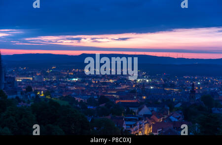 Vue sur Bamberg (Franconie, Allemagne) au lever du soleil Banque D'Images