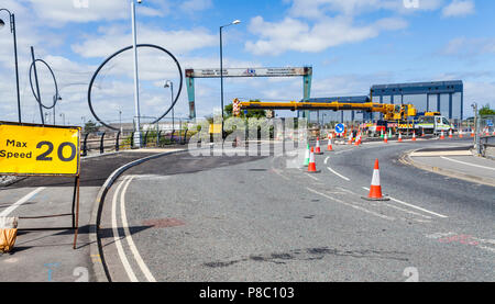 Les travaux de construction du nouveau pont routier à Middlehaven,Middlesbrough, Angleterre, Royaume-Uni Banque D'Images