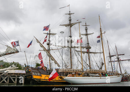 Sunderland, Royaume-Uni. 10 juillet, 2018. Les navires russes général Zaruski et Shtandart amarrer dans le port de Sunderlands Corporation Quay : Crédit Crédit : Dan Dan Cooke Cooke/Alamy Live News Banque D'Images