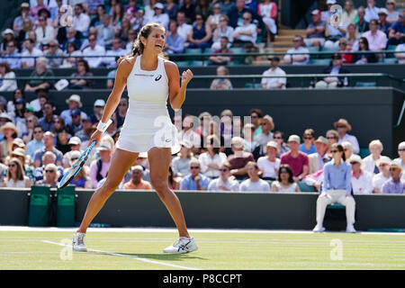 Londres, Royaume-Uni, 10 juillet 2018 : Pour la 1ère fois de sa carrière joueur de tennis allemande Julia Goerges atteint un Grand Chelem à SF jour 8 au tennis de Wimbledon 2018 au All England Lawn Tennis et croquet Club à Londres. Crédit : Frank Molter/Alamy live news Banque D'Images