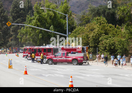 LOS ANGELES, CA - le 10 juillet : une vue générale de l'atmosphère d'un feu de broussailles Griffith Park le 10 juillet 2018 à Los Angeles, Californie. Photo de Barry King/Alamy Live News Banque D'Images