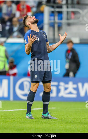 Saint-pétersbourg, Russie. 10 juillet 2018. Olivier Giroud de la France au cours de match contre la Belgique valable pour les demi-finales de la coupe de Le Monde de la Russie dans le stade St Petersburg dans la ville de Saint-Pétersbourg en Russie, le mardi 10 (Photo : William Volcov / Brésil Photo Presse) Credit : Brésil Photo Presse/Alamy Live News Banque D'Images