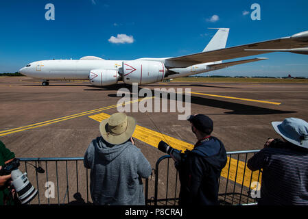 Boeing E-6 E-6 (anciennement Mercure Hermes) est un poste de commandement aéroporté et relais de communication basé sur le Boeing 707-320, au Royal International Air Tattoo, RIAT 2018, RAF Fairford, Gloucestershire, Royaume-Uni. Adeptes des Banque D'Images