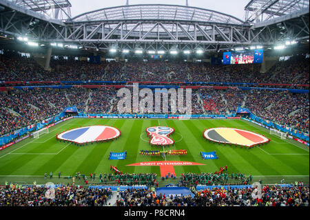 Saint-pétersbourg, Russie. 11 juillet, 2018. Les équipes de support, Présentation, Présentation, Lineup, avant le match, cérémonie, Line up, Présentation, Sommaire, France (FRA) - Belgique (BEL) 1 : 0, demi-finale, match 61, le 10.07.2018 à Saint-Pétersbourg ; Coupe du Monde de Football 2018 en Russie à partir de la 14.06. - 15.07.2018. © | Conditions de crédit dans le monde entier : dpa/Alamy Live News Banque D'Images