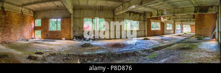 Chambre déserte vide d'un bâtiment abandonné au milieu d'une vaste forêt dense, . Pour votre conception Banque D'Images