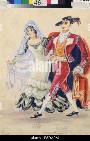 La conception de costumes pour l'opéra Les Noces de Figaro par W.A. Mozart. Musée : Musée du Théâtre Bolchoï de Moscou. Banque D'Images