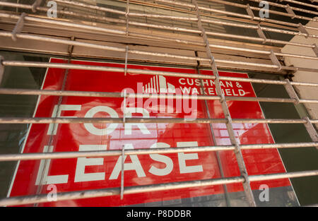 Propriété vacante représenté par la société immobilière Cushman & Wakefield, dans le quartier de Chelsea à New York, le jeudi 5 juillet, 2018.Le géant de l'immobilier a déposé pour un premier appel public à l'épargne. ( Â© Richard B. Levine) Banque D'Images