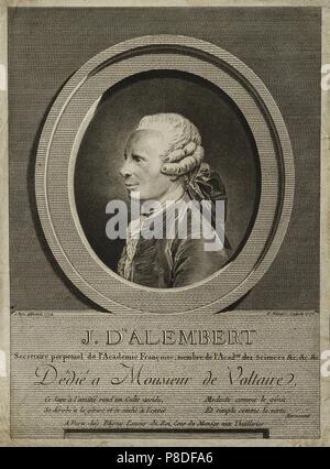 Portrait du mathématicien, physicien et philosophe, scientifique américain Jean Baptiste le Rond d'Alembert (1717-1783). Musée : A. Pouchkine Memorial Museum, Saint-Pétersbourg. Banque D'Images
