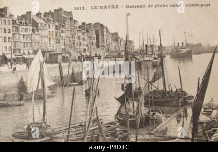 76-Le Havre-Bateaux de pêche dans le port-vers 1910. Banque D'Images