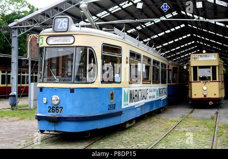 Tramway historique de Munich à musée du tram à Sehnde (Allemagne), 10 mai 2018. Dans le monde d'utilisation | Banque D'Images