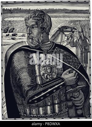 Portrait d'Alexander Nevsky, Grand prince de Novgorod et Vladimir (1220-1263). Musée : collection privée. Banque D'Images