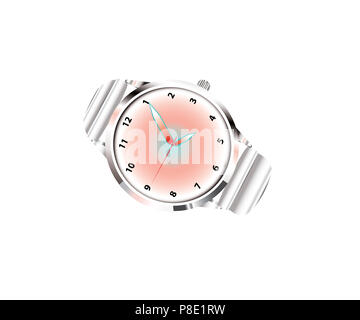 Montre-bracelet à la mode sur fond blanc Banque D'Images