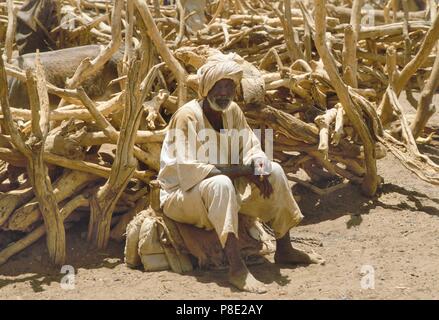 Le nord du Soudan, nomades dans le désert de Bayouda berger Banque D'Images