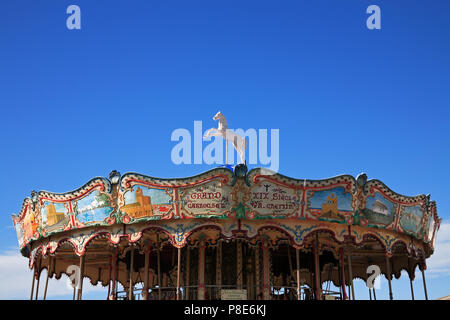 Carrousel traditionnel dans les Saintes Maries de la mer, Camargue, Provence France Banque D'Images