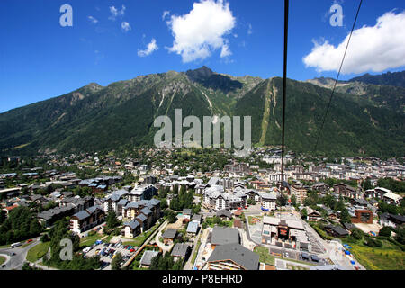 Chamonix, Haute Savoie, France, vu de l'aiguille-du-Midi Banque D'Images