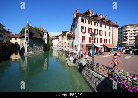 Le Palais de l'Isle et la rivière Thiou à Annecy, Haute Savoie, France Banque D'Images