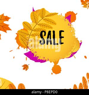 Vente d'automne arrière-plan modèle avec les feuilles qui tombent Illustration de Vecteur