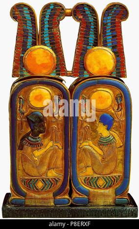 Boîte d'encens à partir de la tombe de Toutankhamon. Musée : le Musée égyptien, Le Caire. Banque D'Images