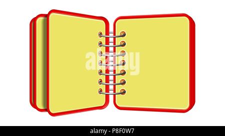 Ordinateur portable pour une note avec une disposition en spirale, jaune à blanc, un bloc-notes pour notes Illustration de Vecteur