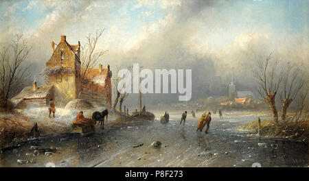 Jan Jacob Spohler - Winter Landscape with River Banque D'Images