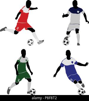 Les joueurs de soccer - vector silhouettes Illustration de Vecteur