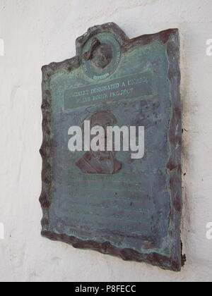 Plaque de l'UNESCO sur la Maison Tucker, à Saint-george, Bermudes Banque D'Images