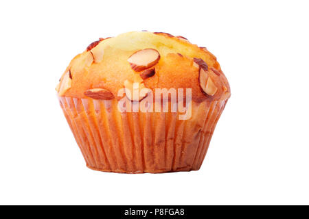 Muffin aux amandes gâteau tasse isolée Banque D'Images