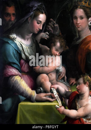 La Sainte Famille avec saint Jean Baptiste enfant et une femme martyr Prospero Fontana 1512-1597 16e siècle par le peintre italien Italie Émilie-romagne Banque D'Images