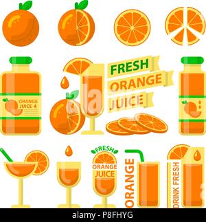 Fruits et jus d'orange frais télévision éléments du vecteur Illustration de Vecteur