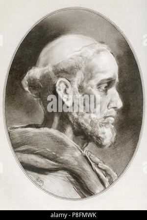 Saint François d'Assise, né Giovanni di Pietro di Bernardone, aka Francesco, c.1181/1182 - 1226. Frère catholique italien, diacre et prédicateur. Illustration par Gordon Ross, artiste et illustrateur américain (1873-1946), de vivre des biographies de chefs religieux. Banque D'Images