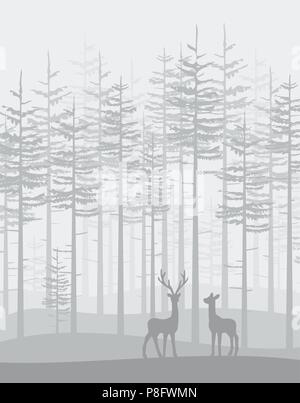 Arbres d'illustration vectorielle. Fond de paysage de forêt Illustration de Vecteur