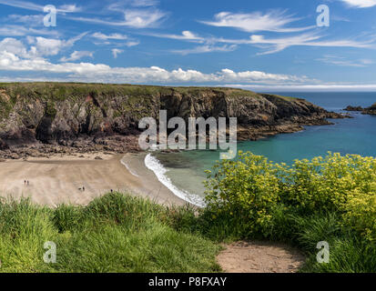 La plage de sable de Caerfai Bay Banque D'Images