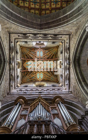 Plafond de la tour, l'intérieur de la cathédrale de St David's Banque D'Images