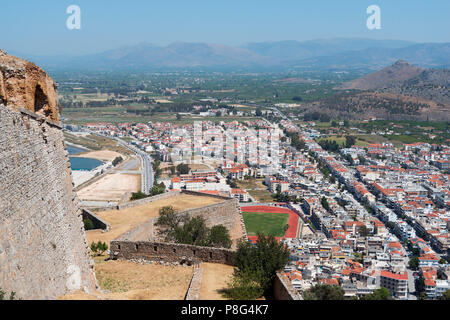 Vue depuis le château de Palamidi à Nauplie, l'Argolide, Péloponnèse, Grèce, Nauplie, Nauplion, Nauplie Banque D'Images