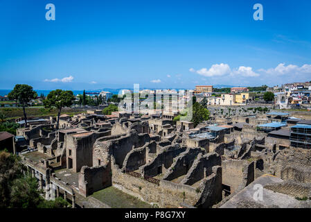 Herculanum, ancienne ville romaine détruite par l'éruption volcanique en 79 AD, Ercolano, Naples, Italie Banque D'Images