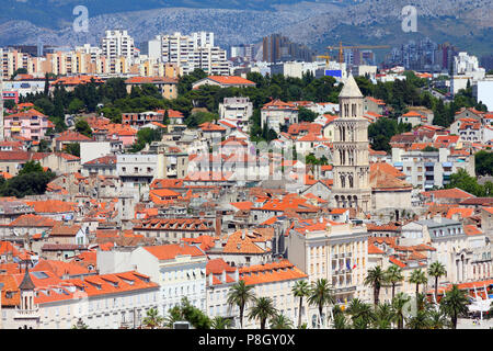 Croatie - Split en Dalmatie. Les toits de la vieille ville célèbre - UNESCO World Heritage Site. Banque D'Images